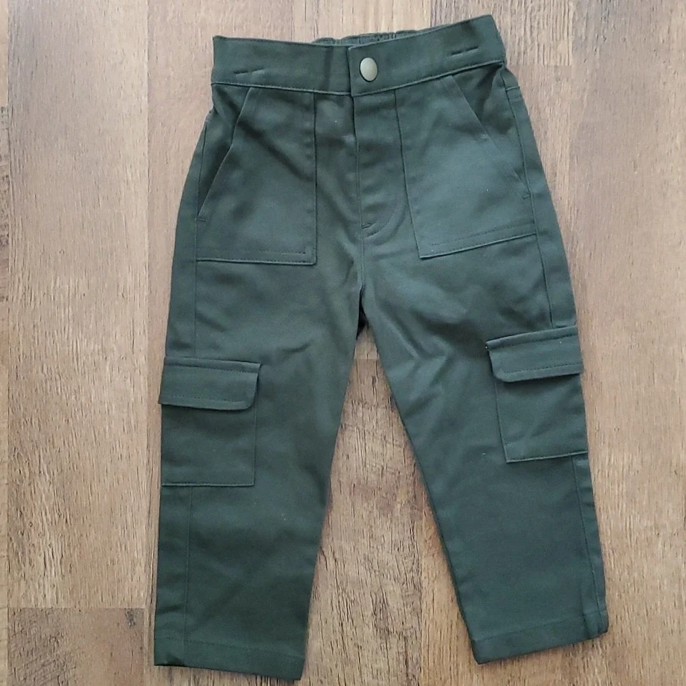 Carters‎ Girls Rose Onesie Long Sleeve Outfit with Olive Green Pants Size 18M
